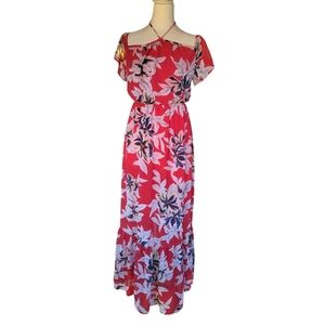 Beautiful‎ Japna Maxi Length Botanical Print Off The Shoulder Dress Size Small